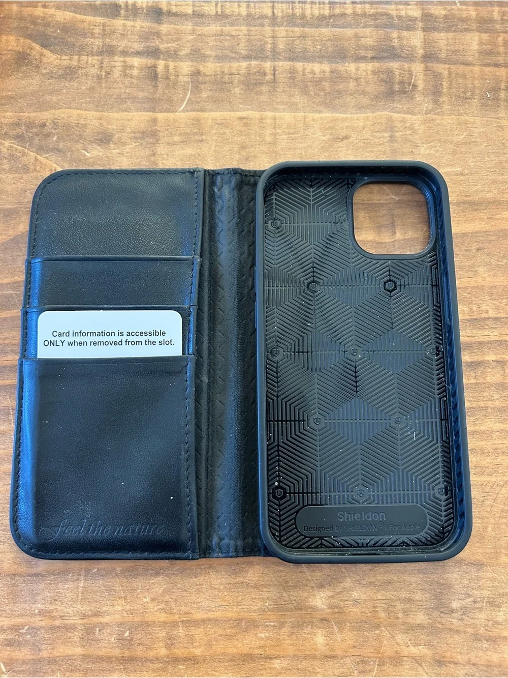 SHIELDON Leather Folio Wallet Phone Case in Black - IPhone 14